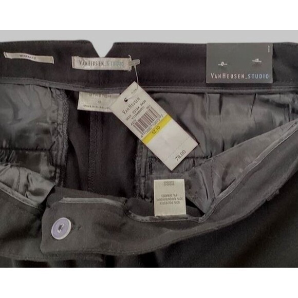 VanHeusen Studio Modern Fit Slacks Pants Women 10 Reg Black Boot Leg Stretch NEW - Picture 11 of 13
